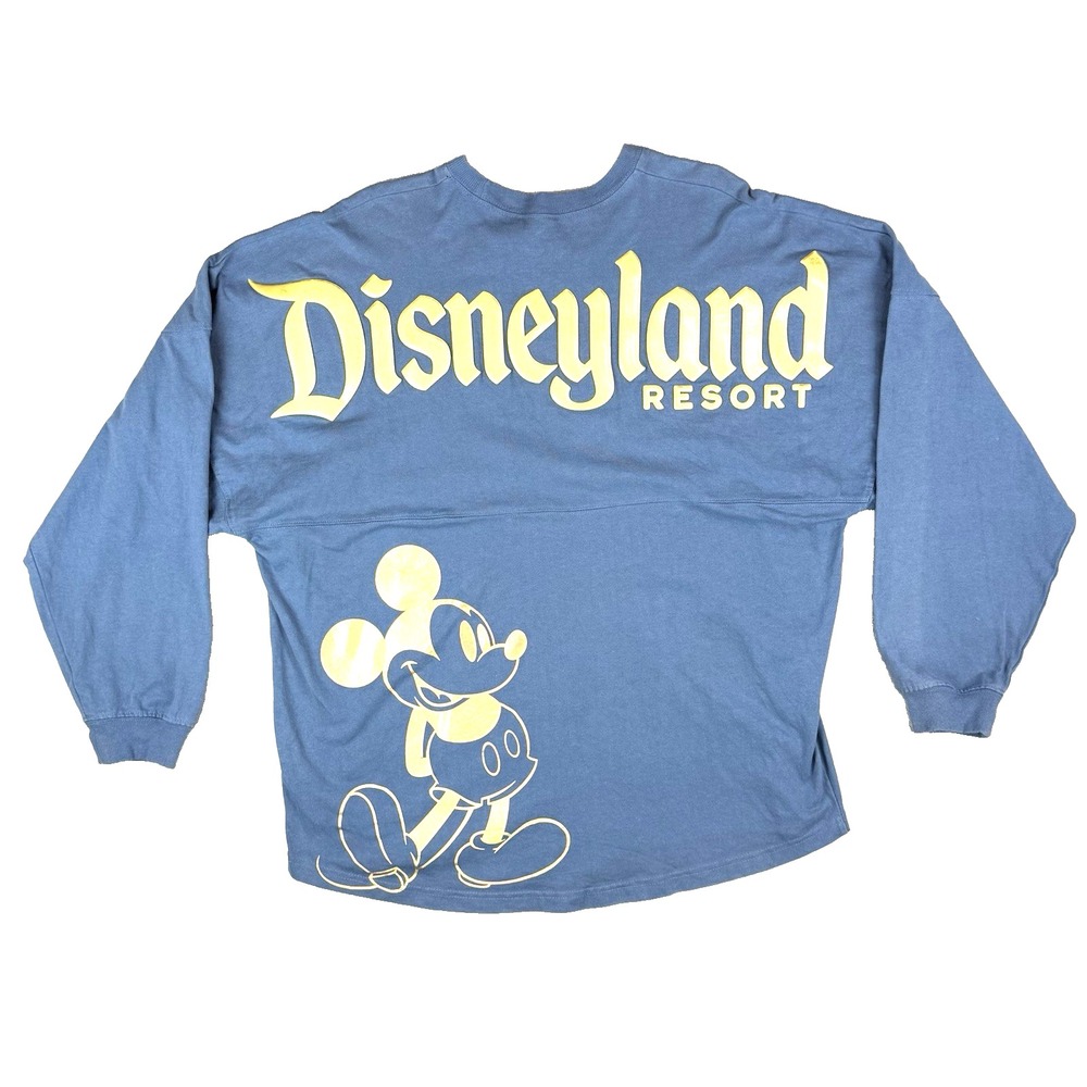 Disney Spirit Jersey Mickey Mouse Unisex L Disneyland Cadet Blue Gold Logo READ